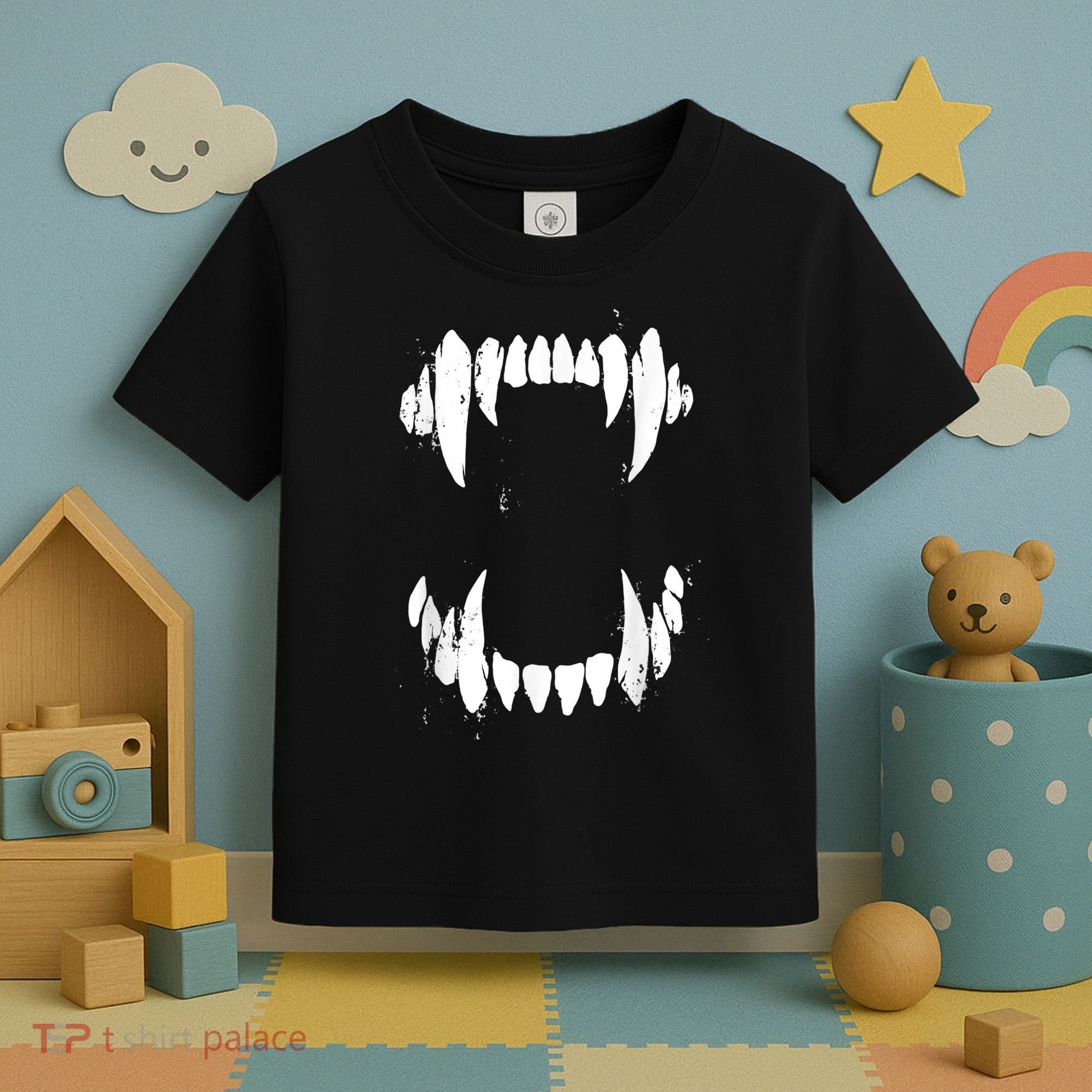 Halloween Horror Wolf Dog Vampire Monster Teeth Costume Toddler T-Shirt