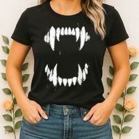 Halloween Horror Wolf Dog Vampire Monster Teeth Costume Women's T-Shirt thumb 2