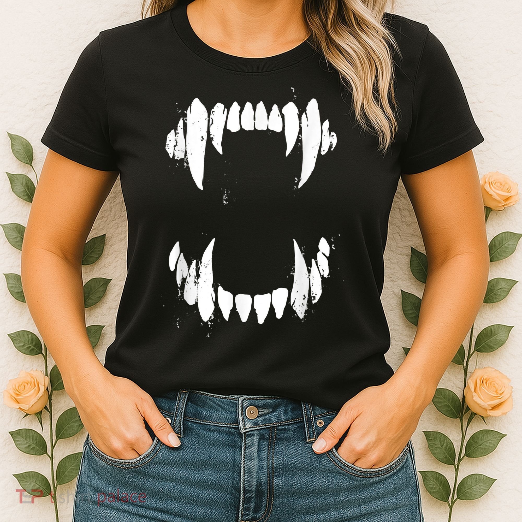 Halloween Horror Wolf Dog Vampire Monster Teeth Costume Women's T-Shirt