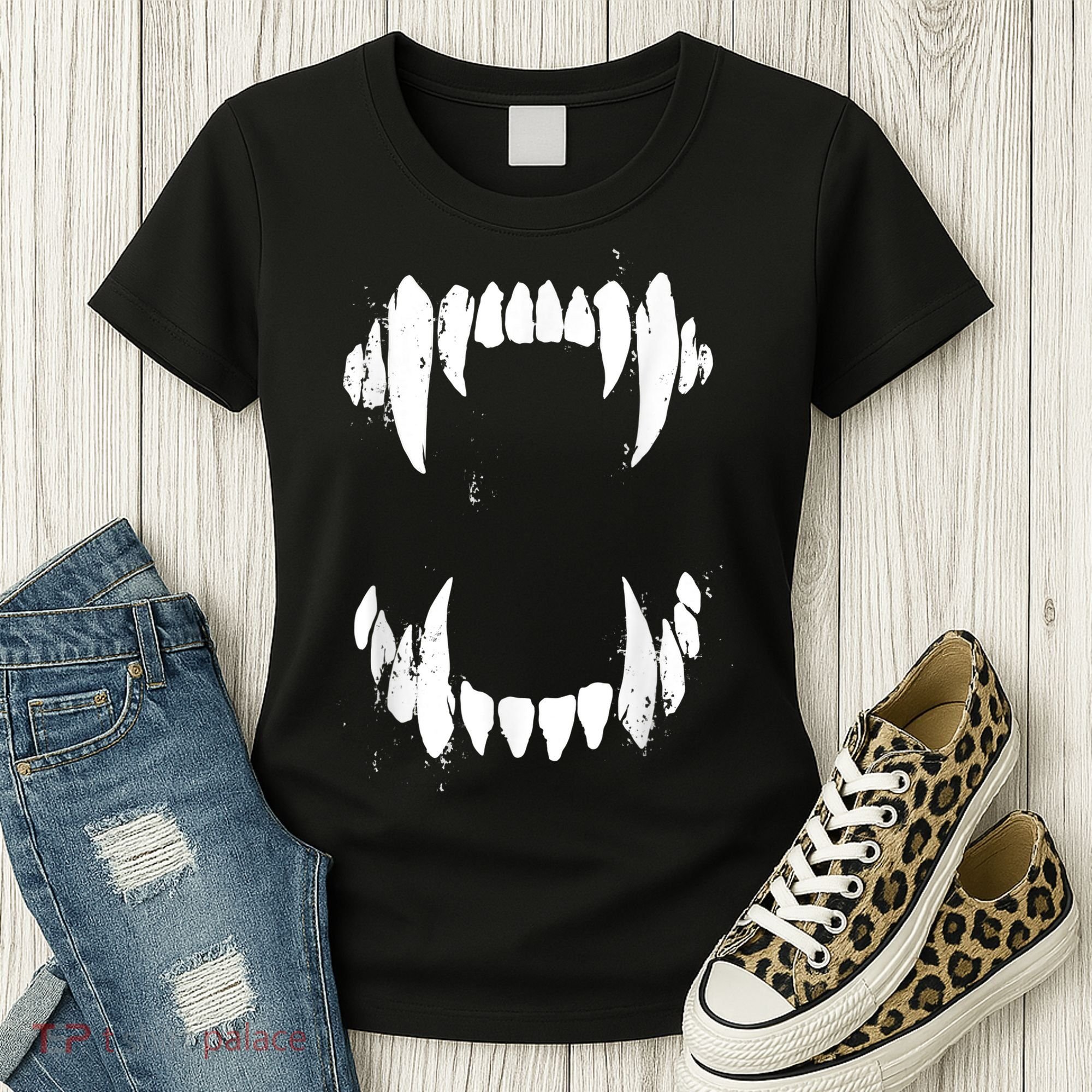 Halloween Horror Wolf Dog Vampire Monster Teeth Costume Women's T-Shirt