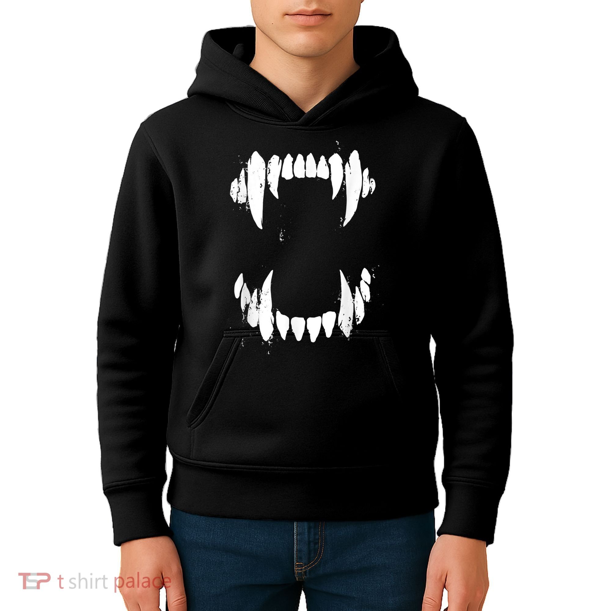 Halloween Horror Wolf Dog Vampire Monster Teeth Costume Kids Hoodie