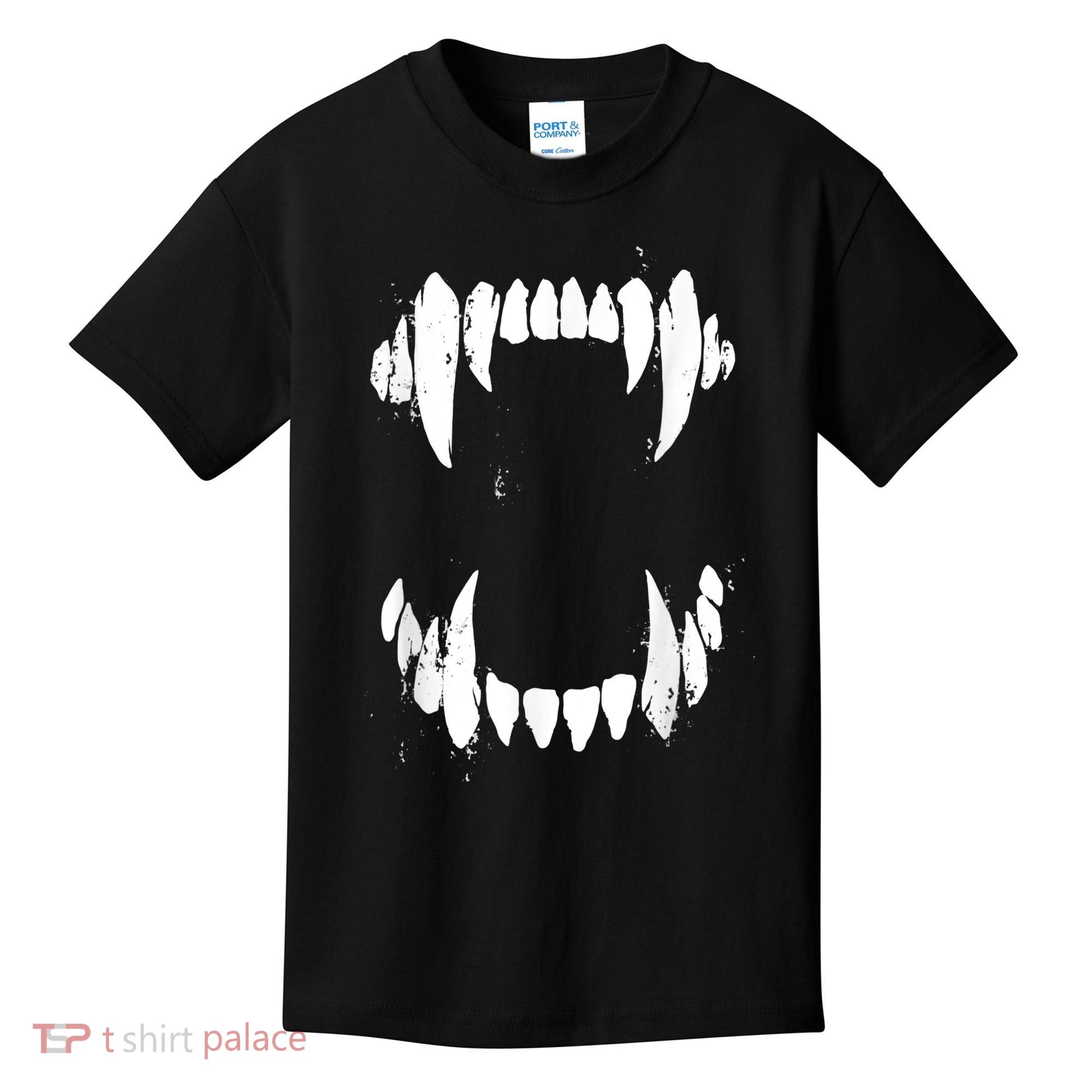 Halloween Horror Wolf Dog Vampire Monster Teeth Costume Kids T-Shirt