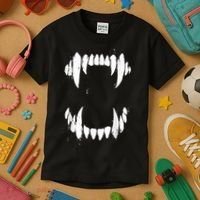 Halloween Horror Wolf Dog Vampire Monster Teeth Costume Kids T-Shirt thumb 3