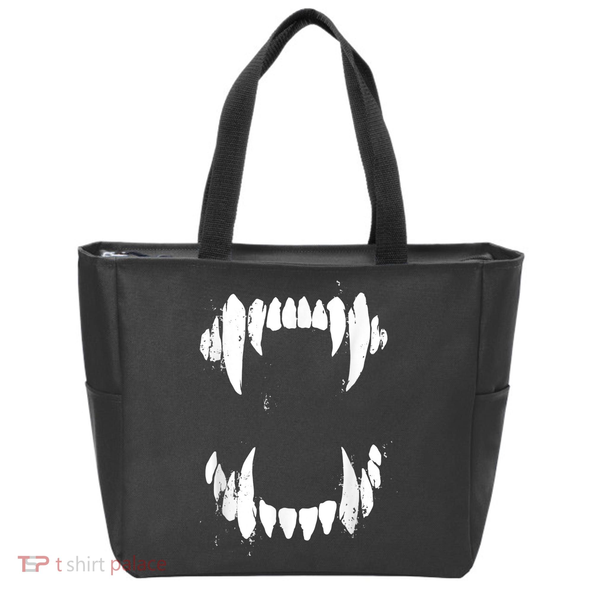 Halloween Horror Wolf Dog Vampire Monster Teeth Costume Tote Bag