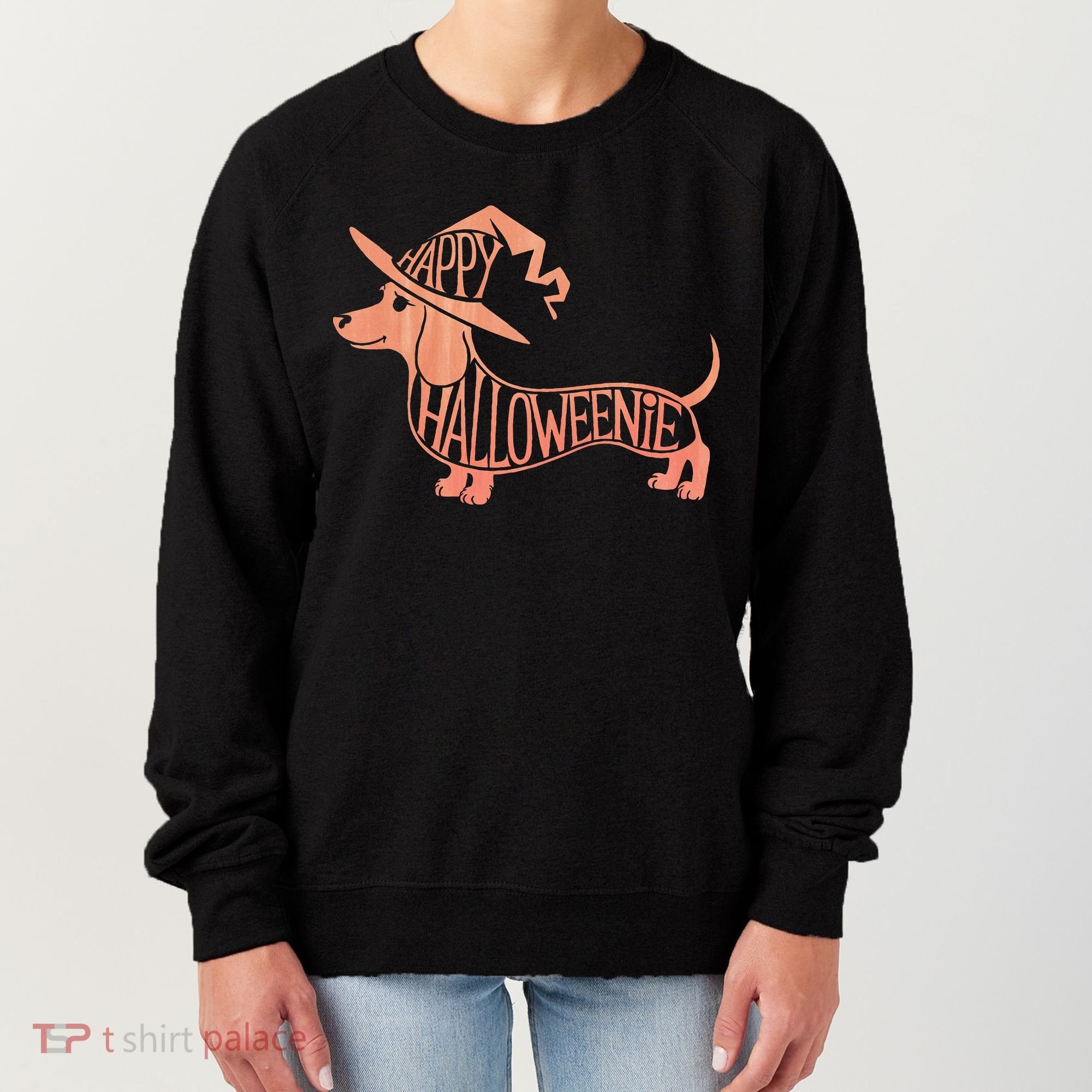 Happy Halloweenie Weiner Dog Cute Dachshund Witch Hat Women's Sweatshirt
