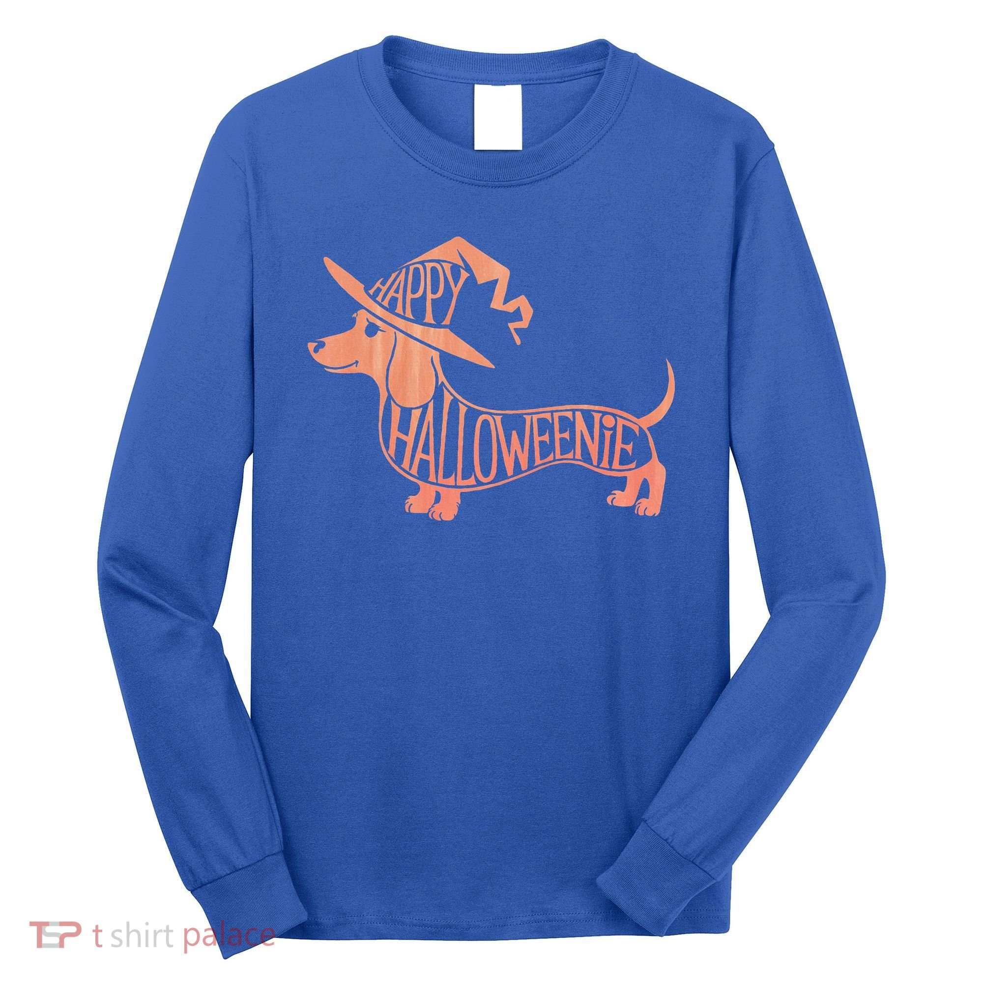 Happy Halloweenie Weiner Dog Cute Dachshund Witch Hat Long Sleeve Shirt
