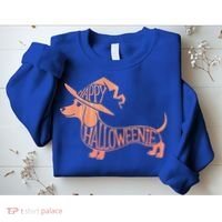 Happy Halloweenie Weiner Dog Cute Dachshund Witch Hat Sweatshirt thumb 2