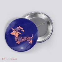 Happy Halloweenie Weiner Dog Cute Dachshund Witch Hat Button thumb 0