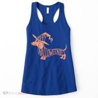 Happy Halloweenie Weiner Dog Cute Dachshund Witch Hat Women's Tank Top thumb 0