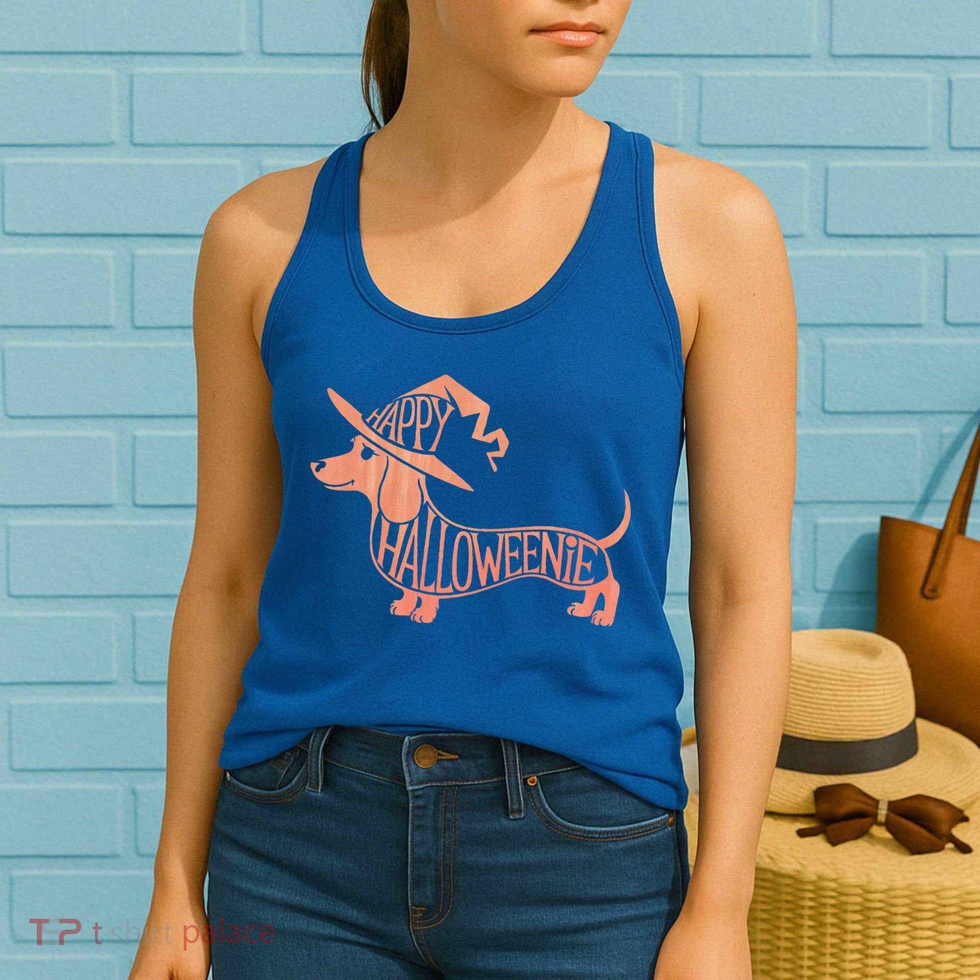 Happy Halloweenie Weiner Dog Cute Dachshund Witch Hat Women's Tank Top