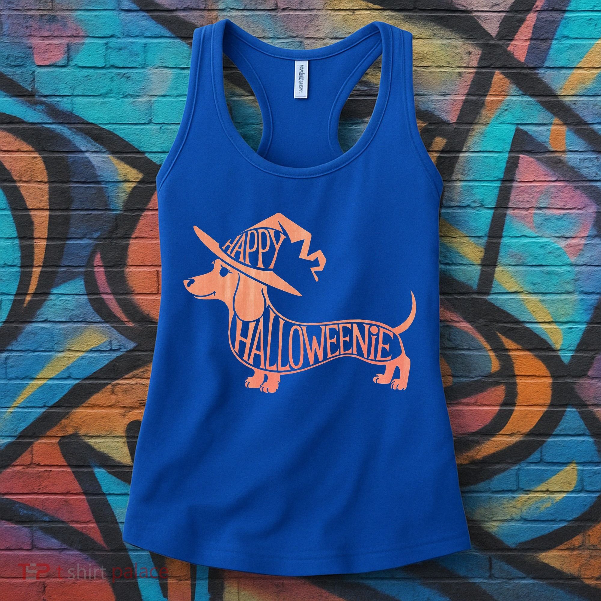 Happy Halloweenie Weiner Dog Cute Dachshund Witch Hat Women's Tank Top