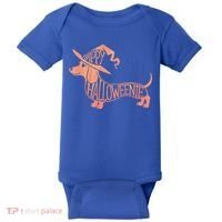 Happy Halloweenie Weiner Dog Cute Dachshund Witch Hat Baby Bodysuit thumb 0