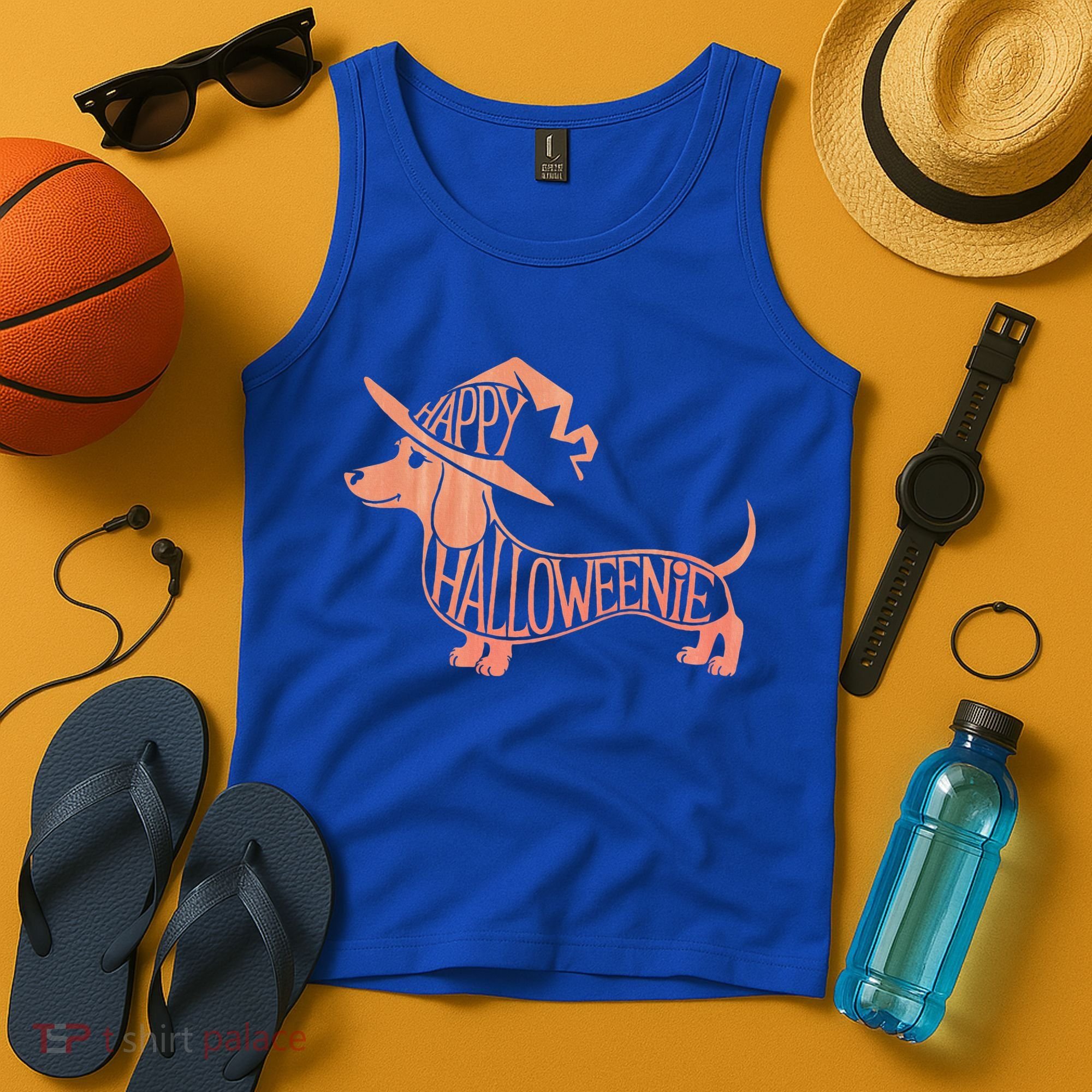 Happy Halloweenie Weiner Dog Cute Dachshund Witch Hat Tank Top