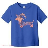 Happy Halloweenie Weiner Dog Cute Dachshund Witch Hat Toddler T-Shirt thumb 0