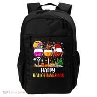 Happy Hallothanksmas Wine Glasses Wine Lover Long Sleeve Backpack thumb 0