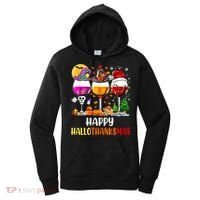 Happy Hallothanksmas Wine Glasses Wine Lover Long Sleeve Women's Hoodie thumb 0