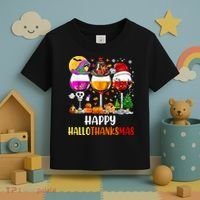 Happy Hallothanksmas Wine Glasses Wine Lover Long Sleeve Toddler T-Shirt thumb 3