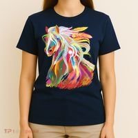 Horse Head Watercolor Equestrian T-Shirt thumb 4