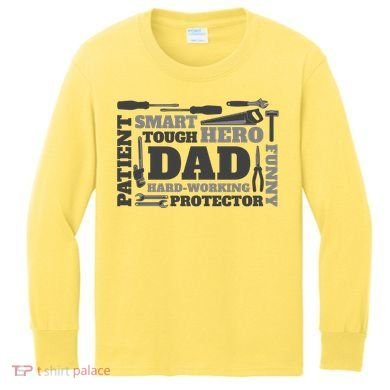 Hero Hard Working Dad Fathers Day Gift Kids Long Sleeve Shirt