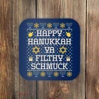 Happy Hanukkah Ya Filthy Schmuck Funny Hanukkah Idea Coaster thumb 0