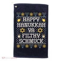 Happy Hanukkah Ya Filthy Schmuck Funny Hanukkah Idea Golf Towel thumb 0