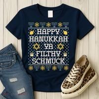 Happy Hanukkah Ya Filthy Schmuck Funny Hanukkah Idea Women's T-Shirt thumb 3