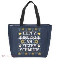 Happy Hanukkah Ya Filthy Schmuck Funny Hanukkah Idea Tote Bag thumb 0