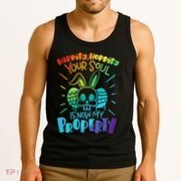 Hippity Hoppity your soul is now my property Funny Easter Tank Top thumb 3