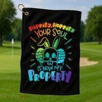 Hippity Hoppity your soul is now my property Funny Easter Golf Towel thumb 1