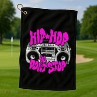 Hip Hop Ya DonT Stop Old School 80s 90s Boombox Breakdance Golf Towel thumb 1