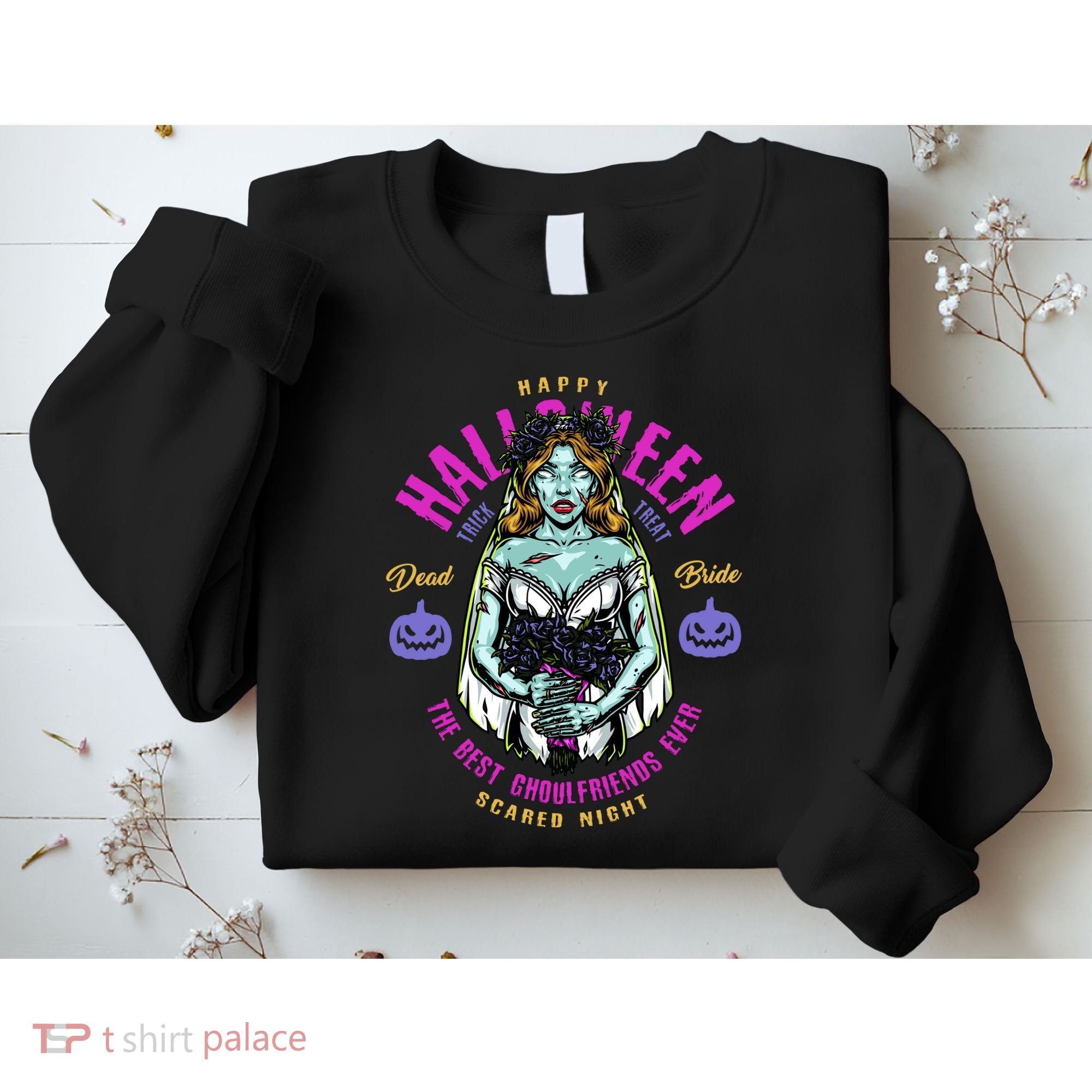 Happy Halloween Zombie Bride Ghoulfriends Zombies Funny Sweatshirt