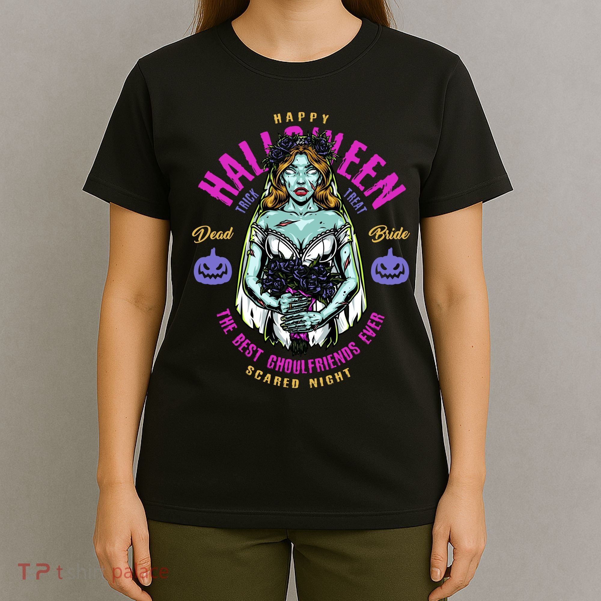 Happy Halloween Zombie Bride Ghoulfriends Zombies Funny T-Shirt