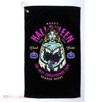 Happy Halloween Zombie Bride Ghoulfriends Zombies Funny Golf Towel thumb 0