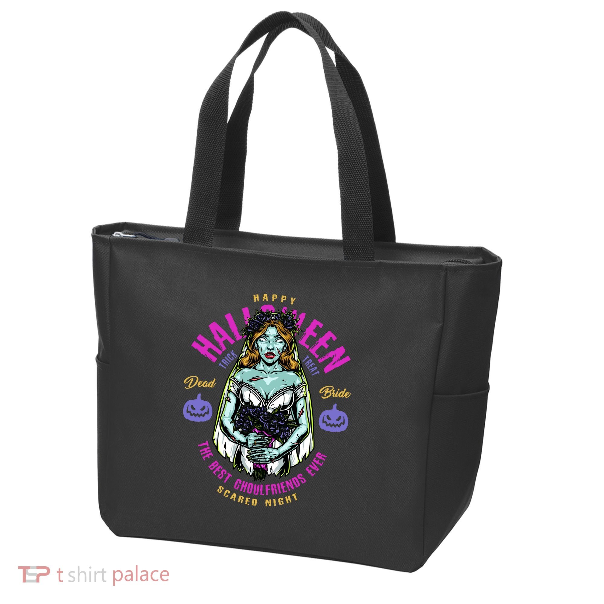 Happy Halloween Zombie Bride Ghoulfriends Zombies Funny Tote Bag