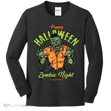 Happy Halloween Zombie Night Kids Long Sleeve Shirt