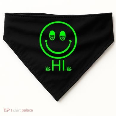 Hi Smiley Face Weed USA-Made Doggie Bandana