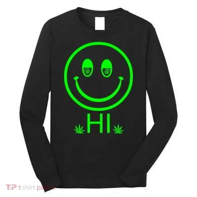Hi Smiley Face Weed Long Sleeve Shirt