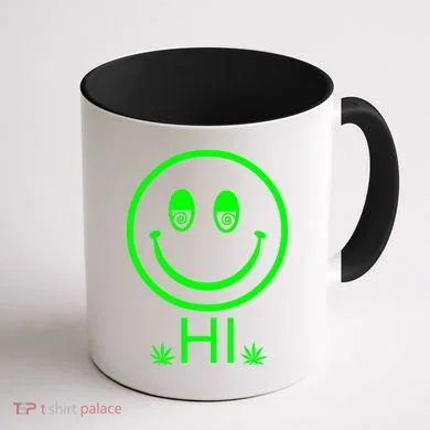Hi Smiley Face Weed Coffee Mug back