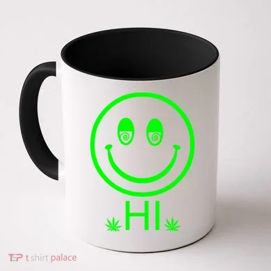 Hi Smiley Face Weed Coffee Mug