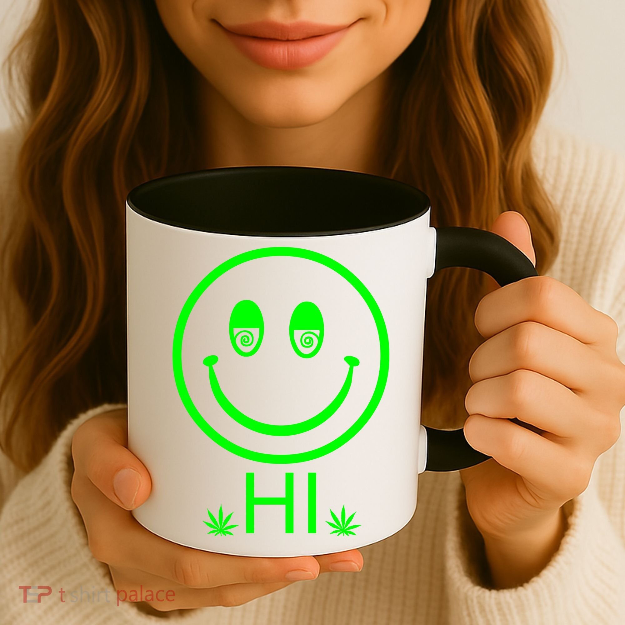 Hi Smiley Face Weed Coffee Mug