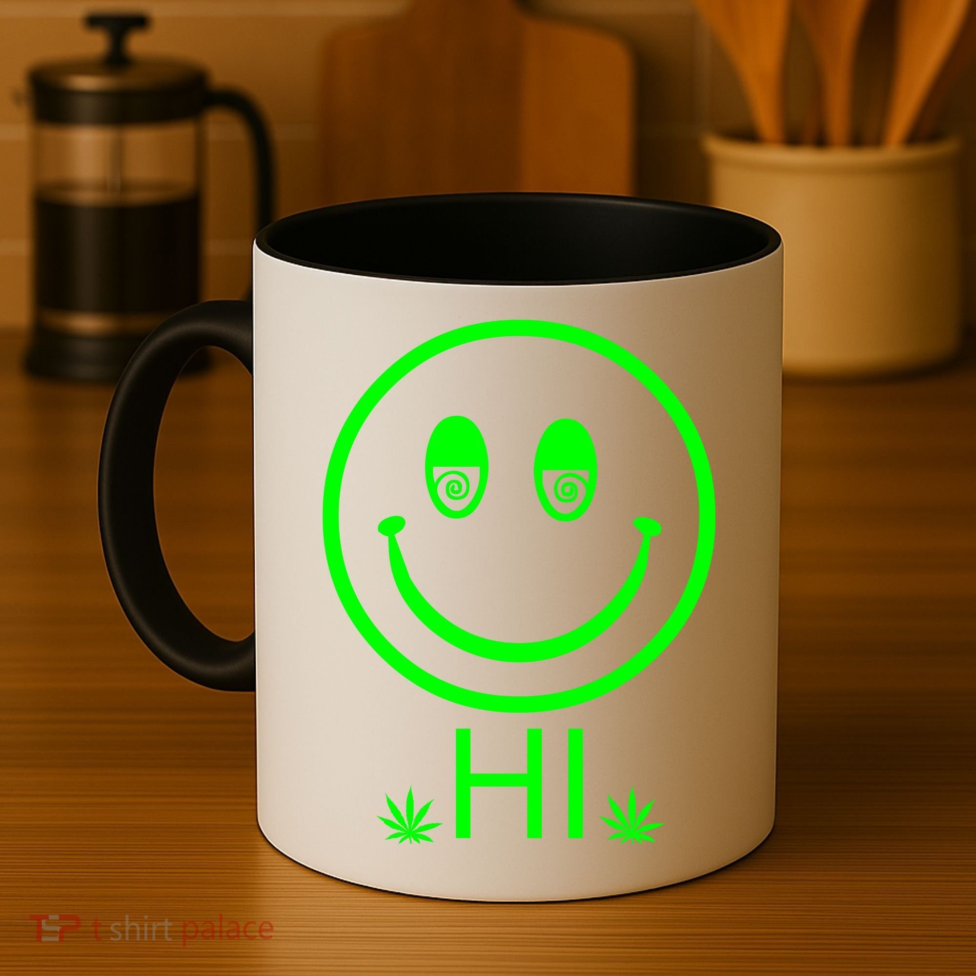 Hi Smiley Face Weed Coffee Mug