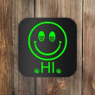 Hi Smiley Face Weed Coaster