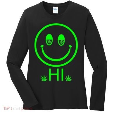 Hi Smiley Face Weed Women's Long Sleeve Shirt