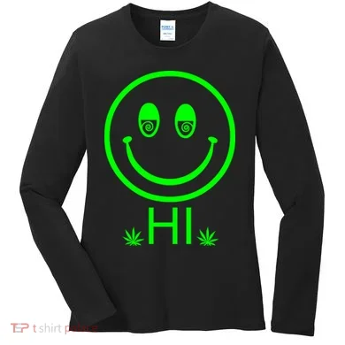 Hi Smiley Face Weed Women's Long Sleeve Shirt