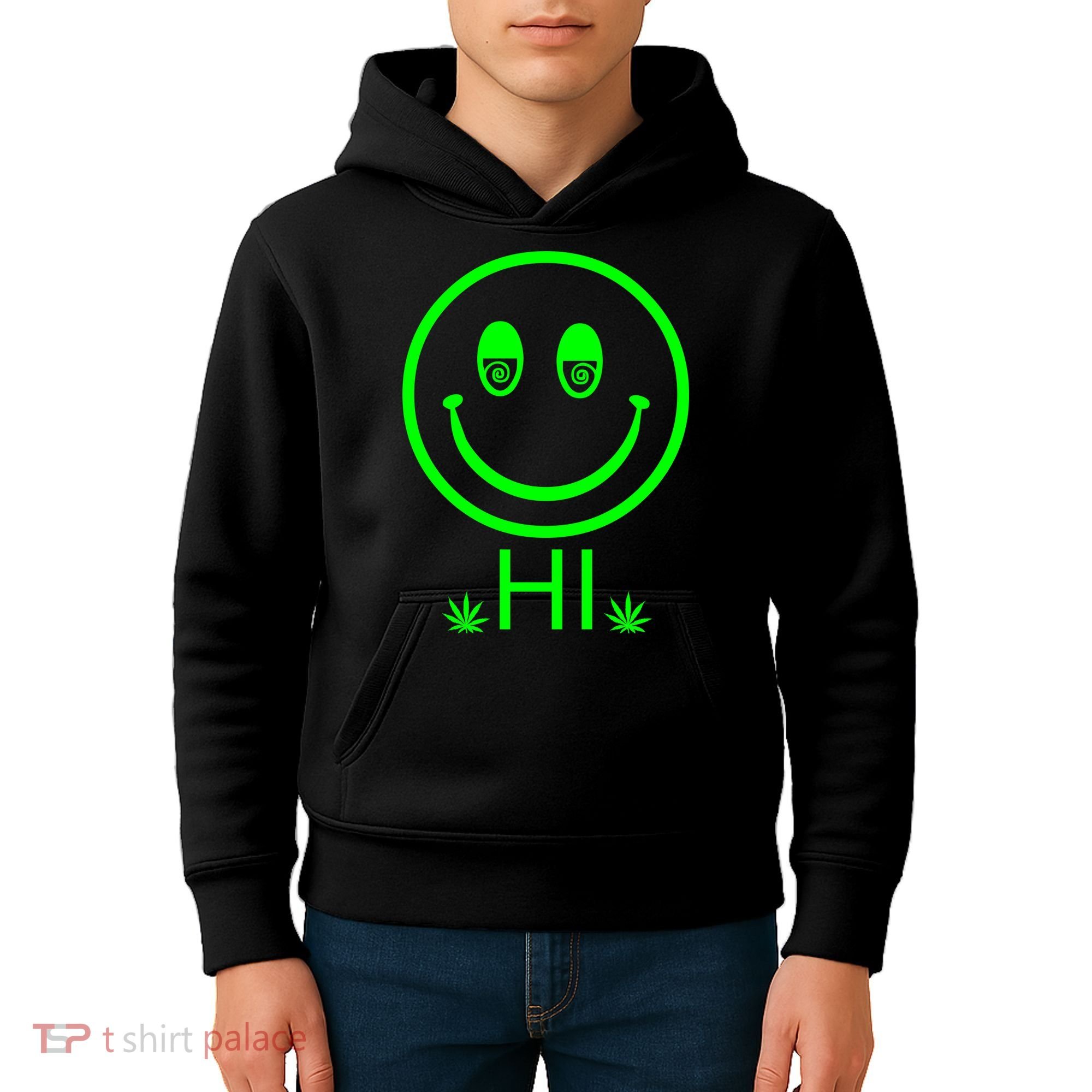 Hi Smiley Face Weed Kids Hoodie