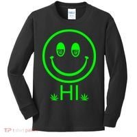Hi Smiley Face Weed Kids Long Sleeve Shirt thumb 0
