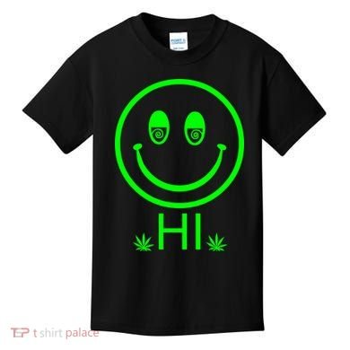 Hi Smiley Face Weed Kids T-Shirt
