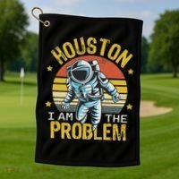 Houston I Am The Problem Funny Space Lovers Astronaut Golf Towel thumb 1