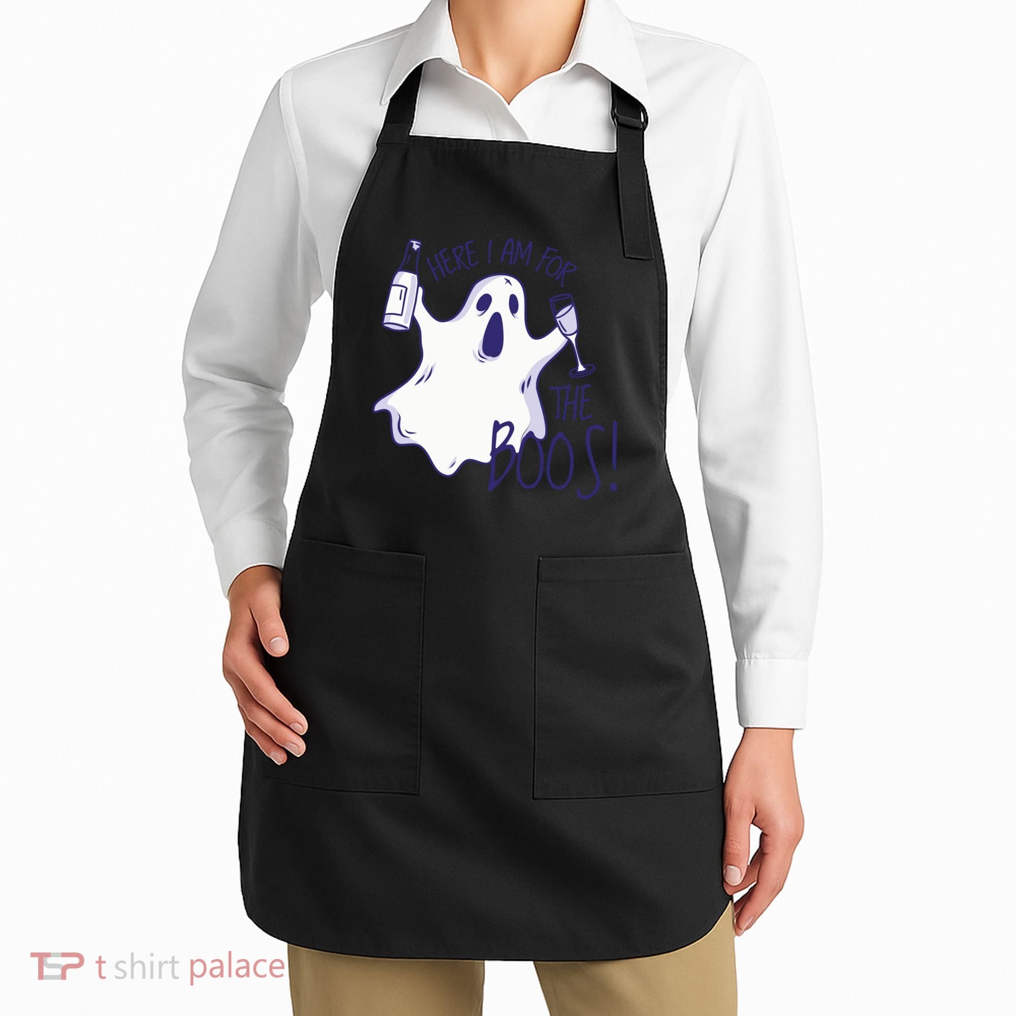Here I Am For The Boos Funny Ghost Apron