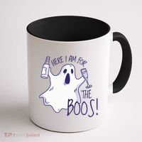 Here I Am For The Boos Funny Ghost Coffee Mug thumb 1